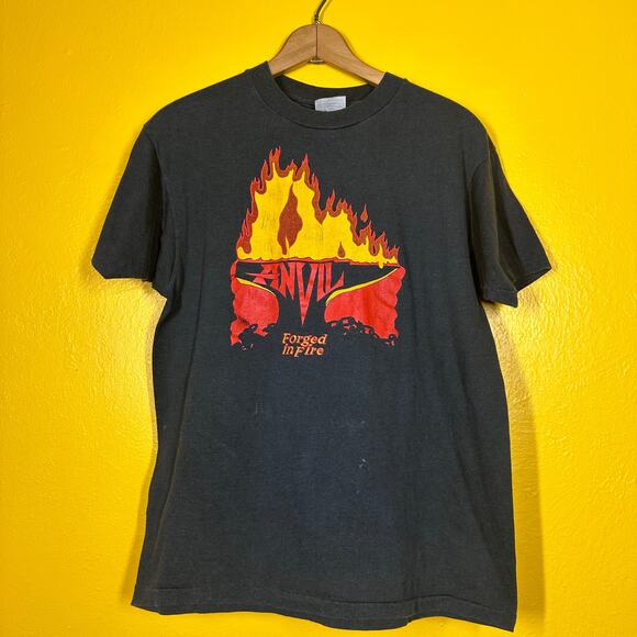 VTG Anvil Tee Sz M 1980s Single Stitch Metal Band Tee